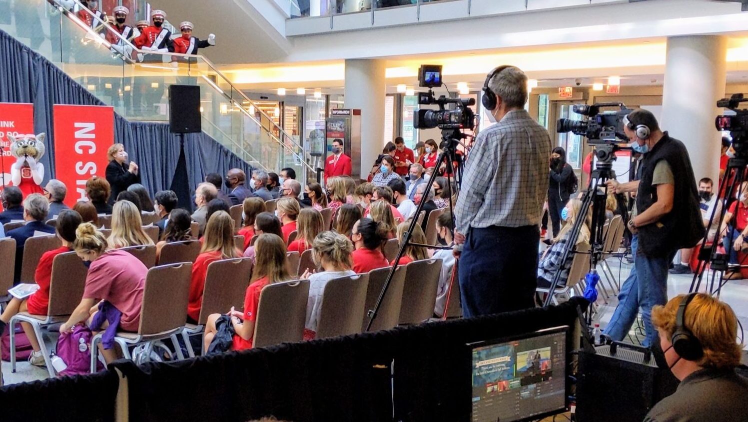OIT staff work behind the scenes to record campus events.