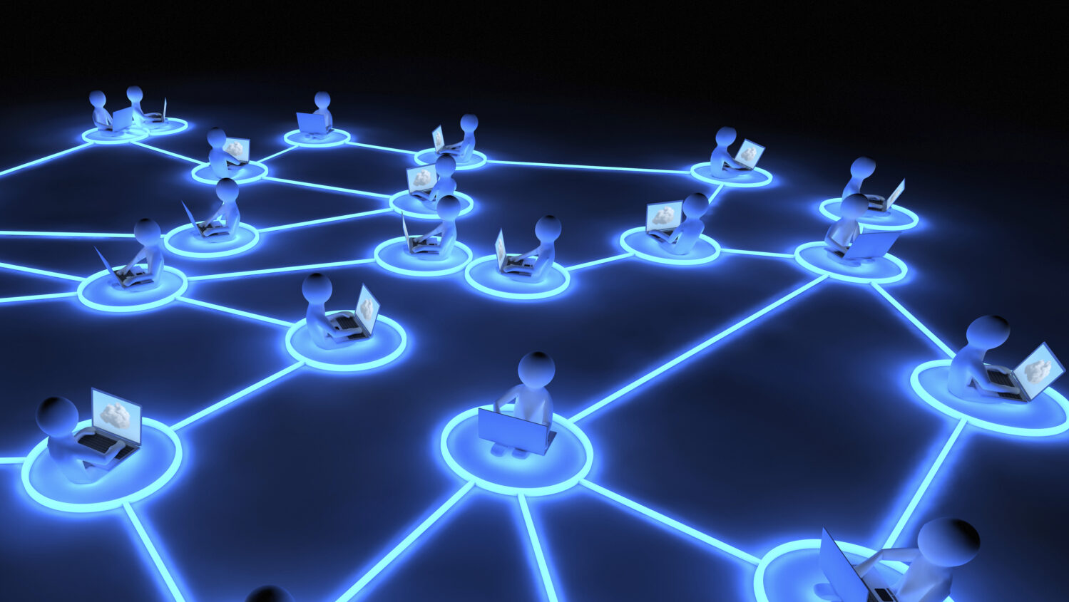 network concept with interconnected nodes in neon blue