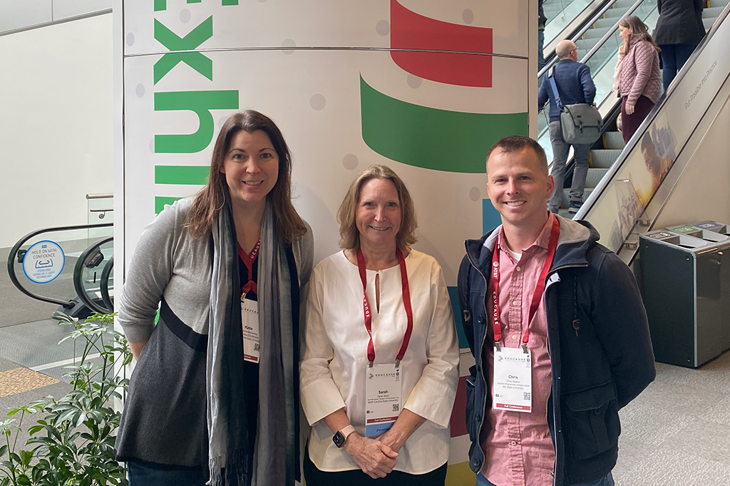 Katie McInerney, Sarah Noell and Chris Deaton attend the EDUCAUSE  Annual Conference 2022 held in October in Denver. The conference showcases the best thinking in higher education IT. 